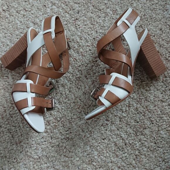 Sigerson Morrison white & brown beet sandals size 36.5 - Picture 2 of 8